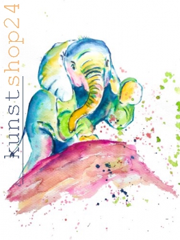 Babyelefant  / Aquarell / Kunstdruck