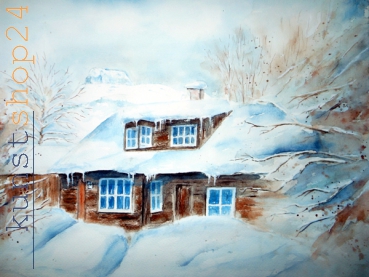 Altaussee Winter / Aquarell / Kunstdruck