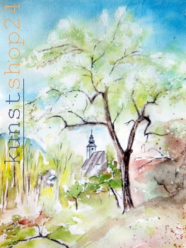 Bad Aussee - Kirche / Aquarell / Kunstdruck