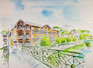 Bad Ischl - Goldener Ochs / Aquarell / Originalbild