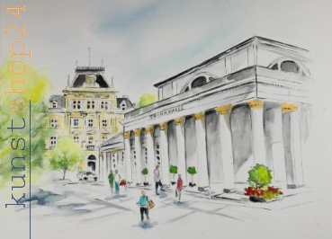 Bad Ischl Trinkhalle /Aquarell / Originalbild