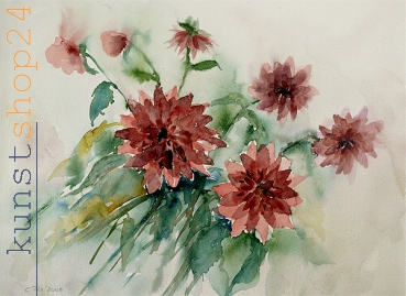 Dahlien / Aquarell / Originalbild