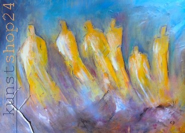 Abstrakte Menschen orange / Acryl / Kunstdruck