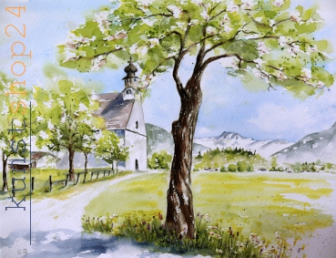 Kirche St. Agatha / Aquarell / verkauft