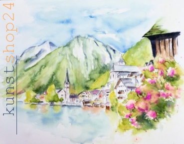 Hallstatt / Aquarell / Kunstdruck