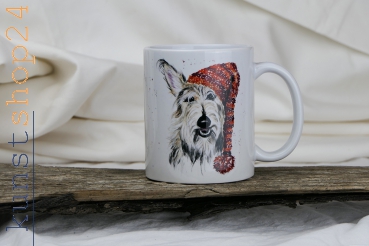 Tasse mit Motiv 9,5 cm x 8,0 cm - Hund Strickmütze