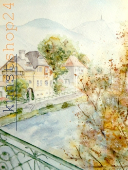 Bad Ischl Traunbrücke / Aquarell / verkauft