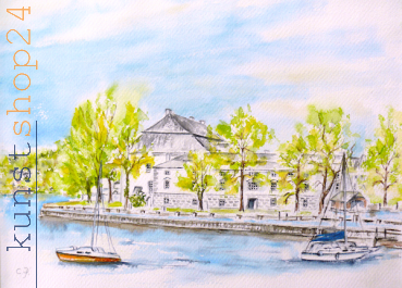 Attersee - Schloss Kammer / Aquarell / Originalbild