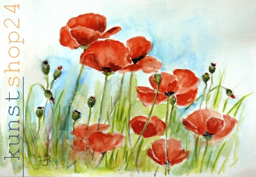 Mohnblumen / Aquarell / Kunstdruck