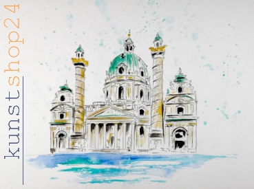 Wien - Karlkirche / Aquarell / Originalbild