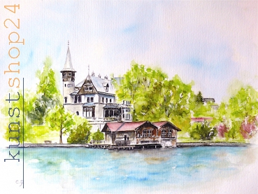 Attersee - Paulick Villa/ Aquarell / Originalbild - verkauft