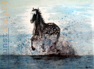 Pferd im Wasser / Aquarell / Originalbild