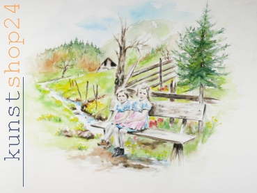 Schwestern / Aquarell / Originalbild verkauft