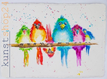 Bunte Vögel / Aquarell