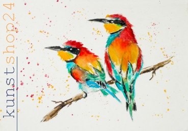 Bunte Vögel / Aquarell