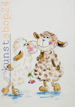 Zwei Schafe / Aquarell - Tusche