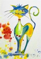 Katze  / Aquarell / Kunstdruck