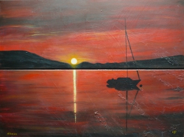 Attersee - Sonnenuntergang / Acryl / Kunstdruck