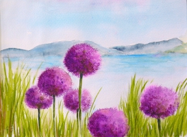 Blumen am Attersee / Aquarell / Originalbild