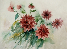 Dahlien / Aquarell / Originalbild