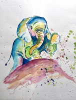 Babyelefant / Aquarell / verkauft