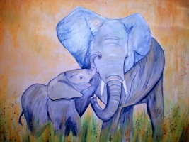 Elefanten / Acryl / Kunstdruck