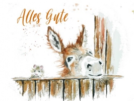 Spruchkarte "Esel mit Maus" / verschiedene Sprüche zur Auswahl - Kopie