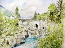 Chorinsky Klause - Bad Goisern / Aquarell / Kunstdruck