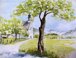 Kirche St. Agatha / Aquarell / verkauft