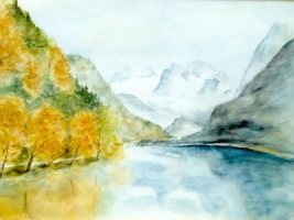 Gosausee - Herbst / Aquarell / Kunstdruck