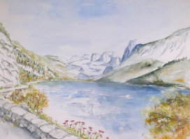 Gosausee im Sommer / Aquarell / Kunstdruck