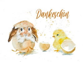 Spruchkarte "Hase mit Küken" / verschiedene Sprüche zur Auswahl