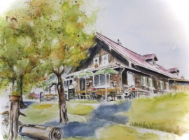 Bad Ischl - Hoisnradalm / Aquarell / Originalbild