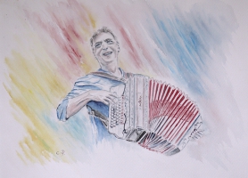 Hubert von Goisern / Aquarell / Originalbild