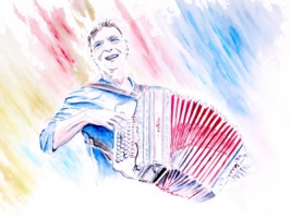 Hubert von Goisern / Aquarell / Kunstdruck