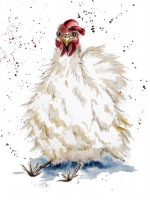 Spruchkarte "weißes Huhn" / verschiedene Sprüche zur Auswahl