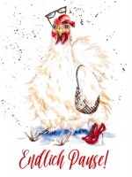 Spruchkarte "weißes Huhn" / verschiedene Sprüche zur Auswahl
