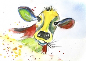 Kuh  / Aquarell / Kunstdruck