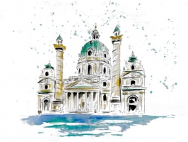 Postkarte 10x15 - Wien - Karlskirche