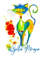 Spruchkarte "Bunte Katze" / verschiedene Sprüche zur Auswahl