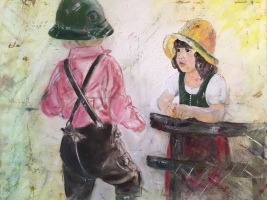 Kinder in Tracht / Acryl / Originalbild