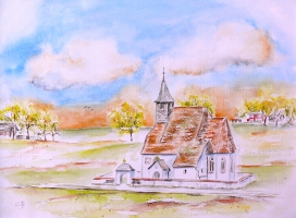 Kematinger Kirche / Aquarell / Originalbild