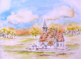 Kematinger Kirche / Aquarell / Originalbild