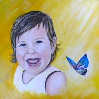 Mädchen mit Schmetterling / Acryl / Originalbild