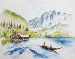 Altaussee - Paar / Aquarell / Originalbild