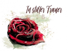Trauerkarte "Rose" / verschiedene Sprüche zur Auswahl