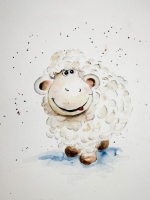 Schaf / Aquarell - Tusche