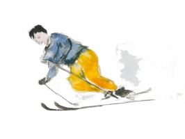 Spruchkarte "Skifahrer" / verschiedene Sprüche zur Auswahl