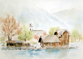 Strobl / Aquarell / Kunstdruck