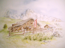 Stuhlalm / Aquarell / Kunstdruck